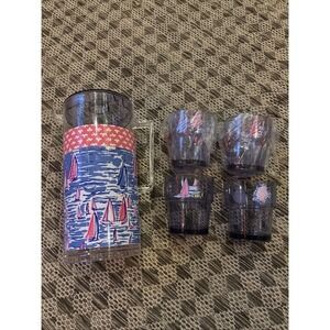 Lilly Pulitzer BOATYLICIOUS SWAY WITH ME 96 oz Pitcher w/ 4- 15 oz Cups NWT